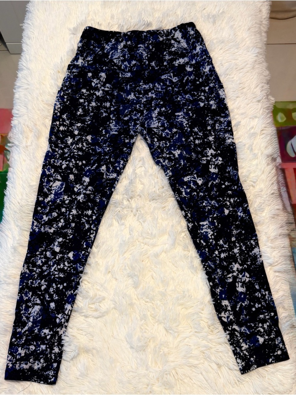 Girls' Blue and Black Print Active Leggings